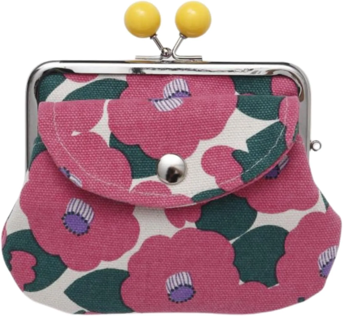 [倭物や Kaya] Fancy Kimono Gamaguchi - Purse with Clasp/Japanese Retro Parent and Child Purse Partition 7JMP8203 Camellia PINK