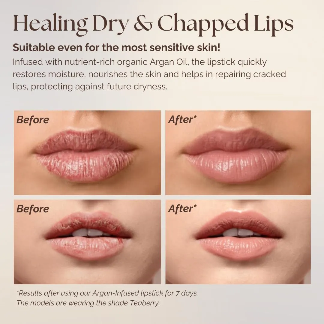 𝗘𝘀𝘀𝗲𝗻𝗰𝗲 𝗼𝗳 𝗔𝗿𝗴𝗮𝗻 Moisturizing Deep Red Lipstick, Tinted Lip Balm with Pure Organic Argan Oil, Shea Butter Lip care, Lip Moisturizer, Long Lasting Lipstick Cabernet