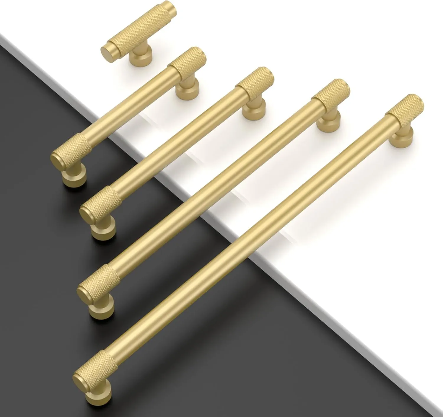 10 Pack 5"(128mm) Gold Cabinet Pulls Knurled Kitchen Cabinet Handles Matte Gold Drawer Pulls Cupboard Hardware for Cabinets CK0028