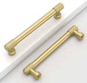 10 Pack 5"(128mm) Gold Cabinet Pulls Knurled Kitchen Cabinet Handles Matte Gold Drawer Pulls Cupboard Hardware for Cabinets CK0028
