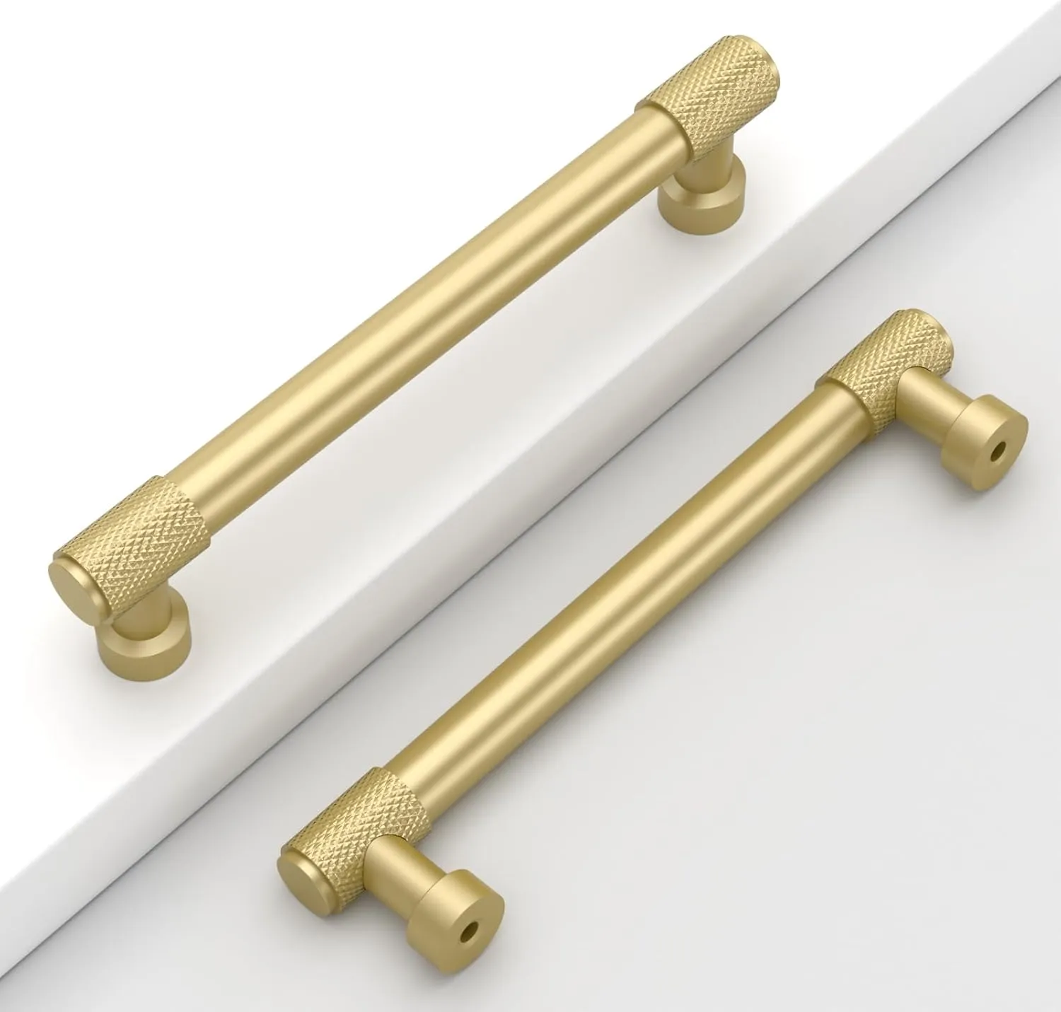 10 Pack 5"(128mm) Gold Cabinet Pulls Knurled Kitchen Cabinet Handles Matte Gold Drawer Pulls Cupboard Hardware for Cabinets CK0028