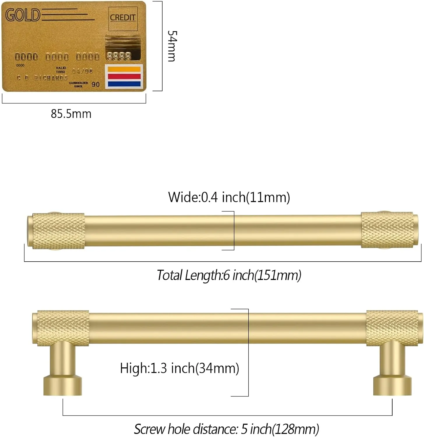 10 Pack 5"(128mm) Gold Cabinet Pulls Knurled Kitchen Cabinet Handles Matte Gold Drawer Pulls Cupboard Hardware for Cabinets CK0028