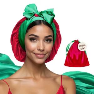 100% Mulberry Silk Bonnet for Sleeping Women with Curly Hair – Alternative to Double Layer Satin Bonnet with Tie Band – Silk Hair Wrap for Sleep with Wonder Loop
