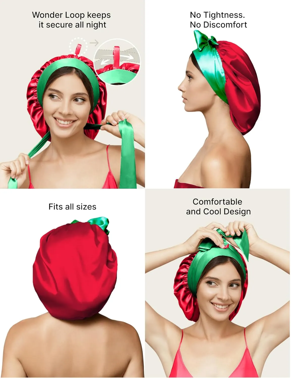 100% Mulberry Silk Bonnet for Sleeping Women with Curly Hair – Alternative to Double Layer Satin Bonnet with Tie Band – Silk Hair Wrap for Sleep with Wonder Loop