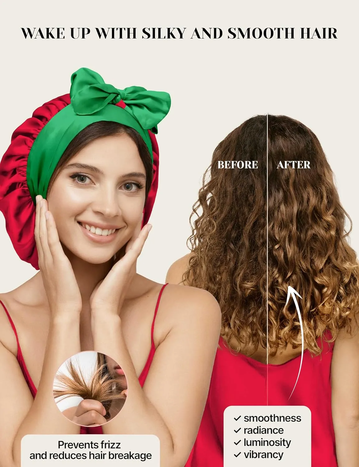 100% Mulberry Silk Bonnet for Sleeping Women with Curly Hair – Alternative to Double Layer Satin Bonnet with Tie Band – Silk Hair Wrap for Sleep with Wonder Loop