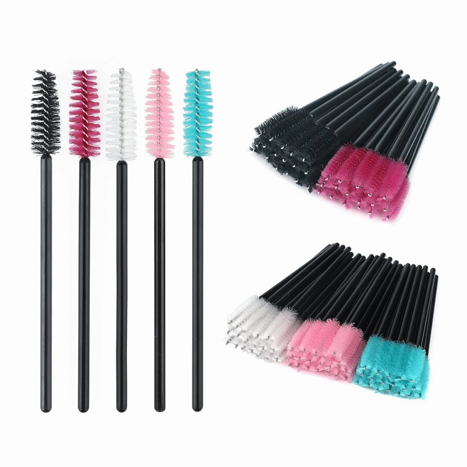 100PCS Disposable Eyelash Brushes, Mascara Wands Applicator Makeup Kits, Eyelash Spoolies Brushes for Eyelash Extensions and Eyebrows (Rose)