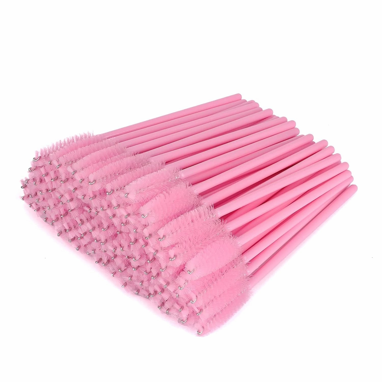100PCS Disposable Eyelash Brushes, Mascara Wands Applicator Makeup Kits, Eyelash Spoolies Brushes for Eyelash Extensions and Eyebrows (Rose)
