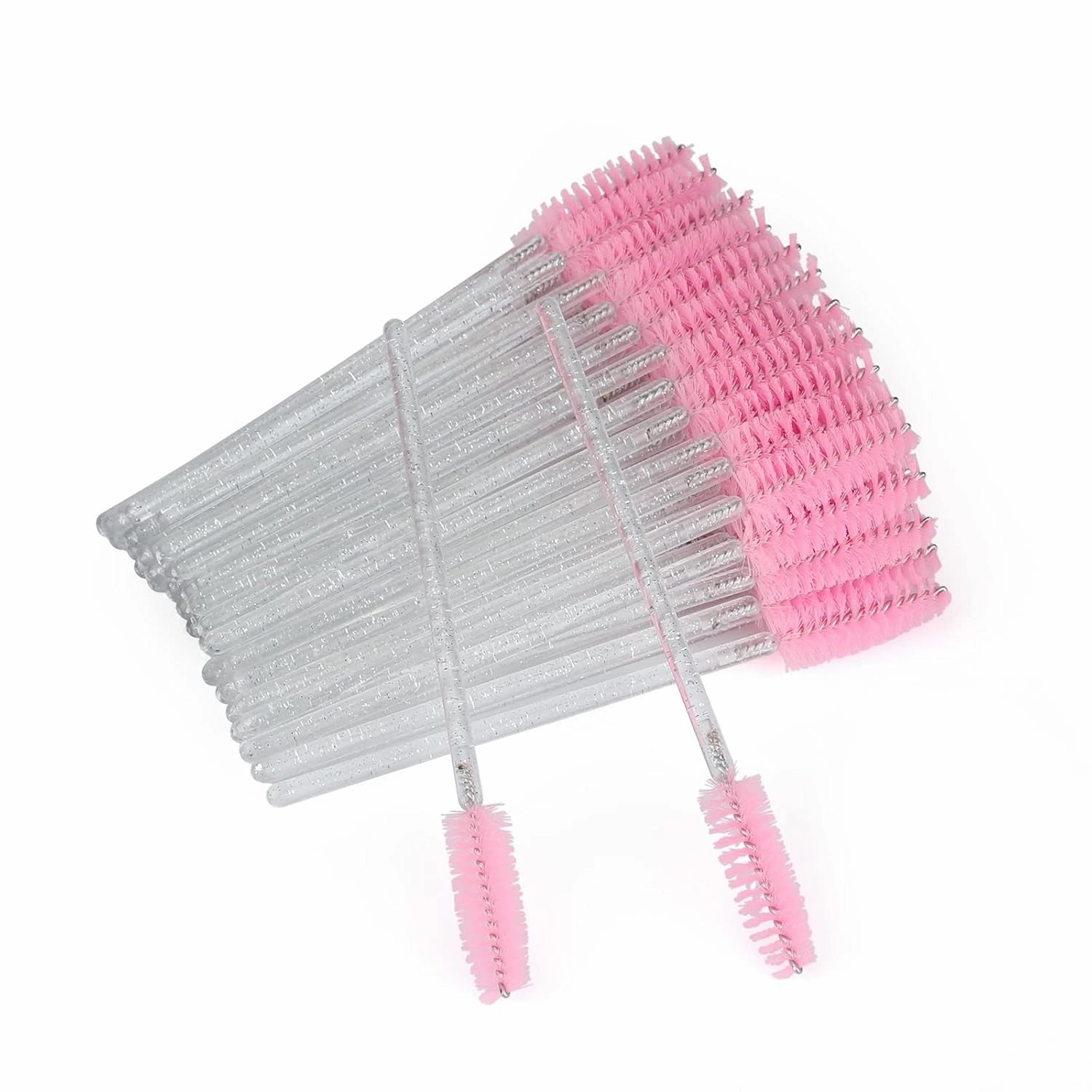 100PCS Disposable Eyelash Brushes, Mascara Wands Applicator Makeup Kits, Eyelash Spoolies Brushes for Eyelash Extensions and Eyebrows (Rose)
