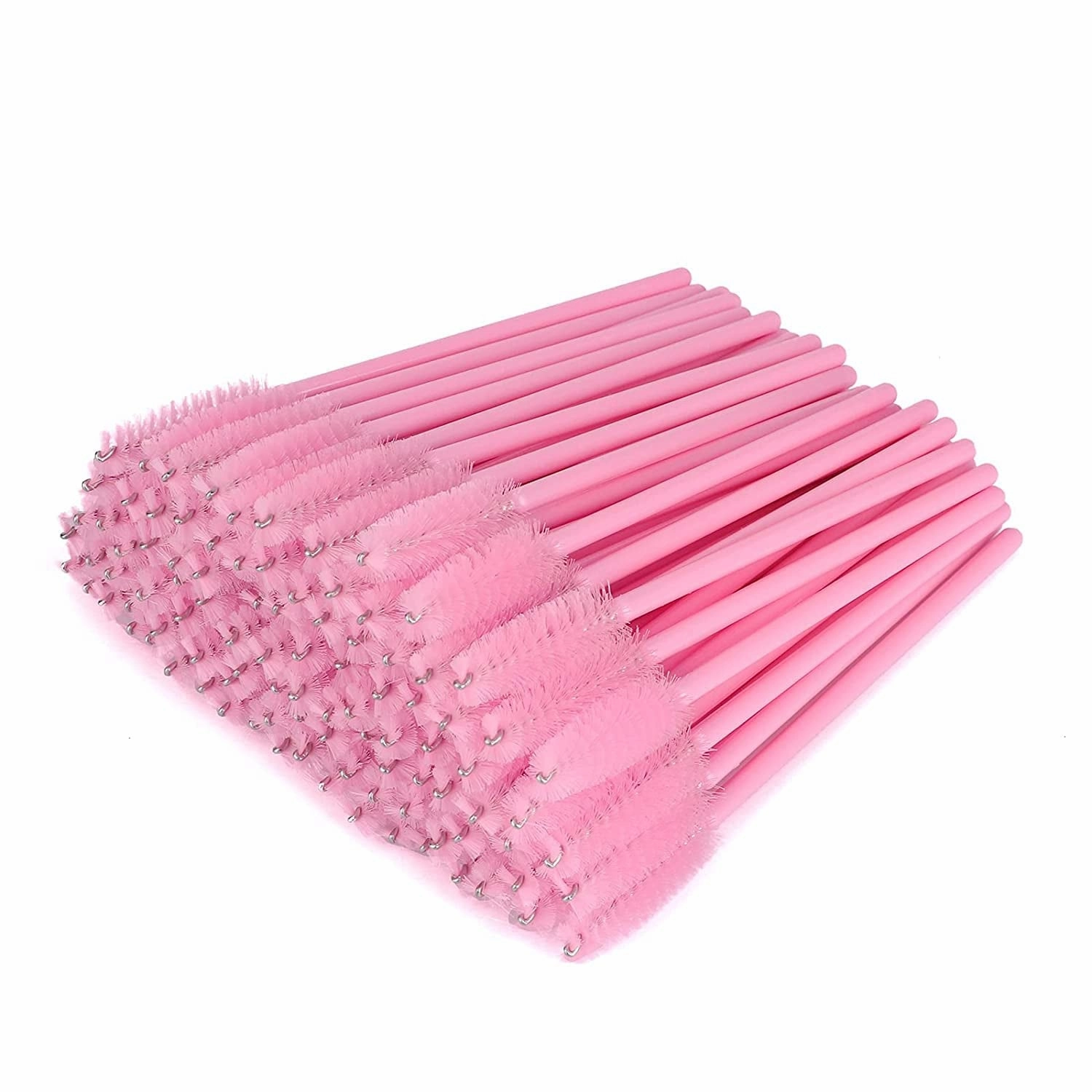 100PCS Disposable Eyelash Brushes, Mascara Wands Applicator Makeup Kits, Eyelash Spoolies Brushes for Eyelash Extensions and Eyebrows (Rose)