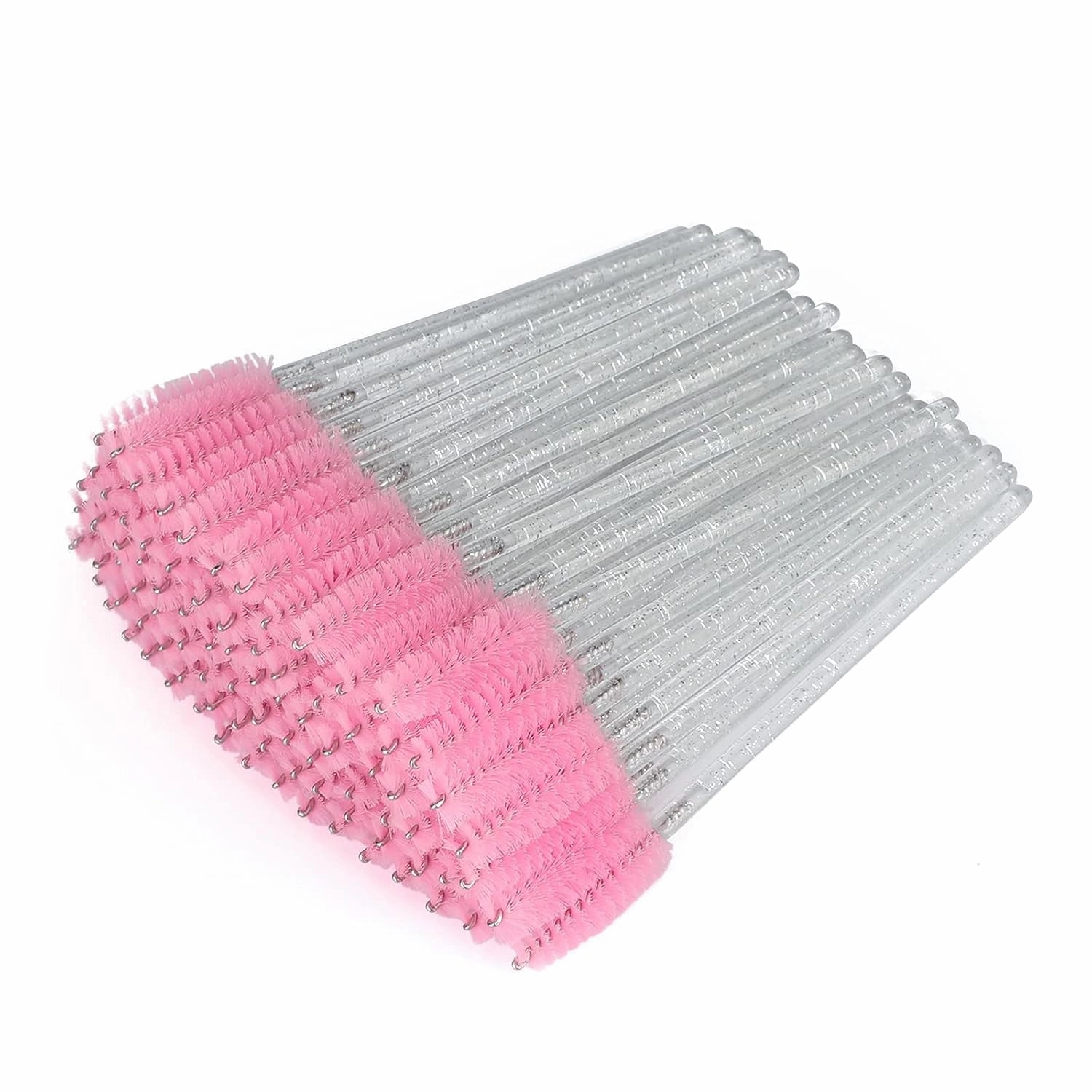 100PCS Disposable Eyelash Brushes, Mascara Wands Applicator Makeup Kits, Eyelash Spoolies Brushes for Eyelash Extensions and Eyebrows (Rose)