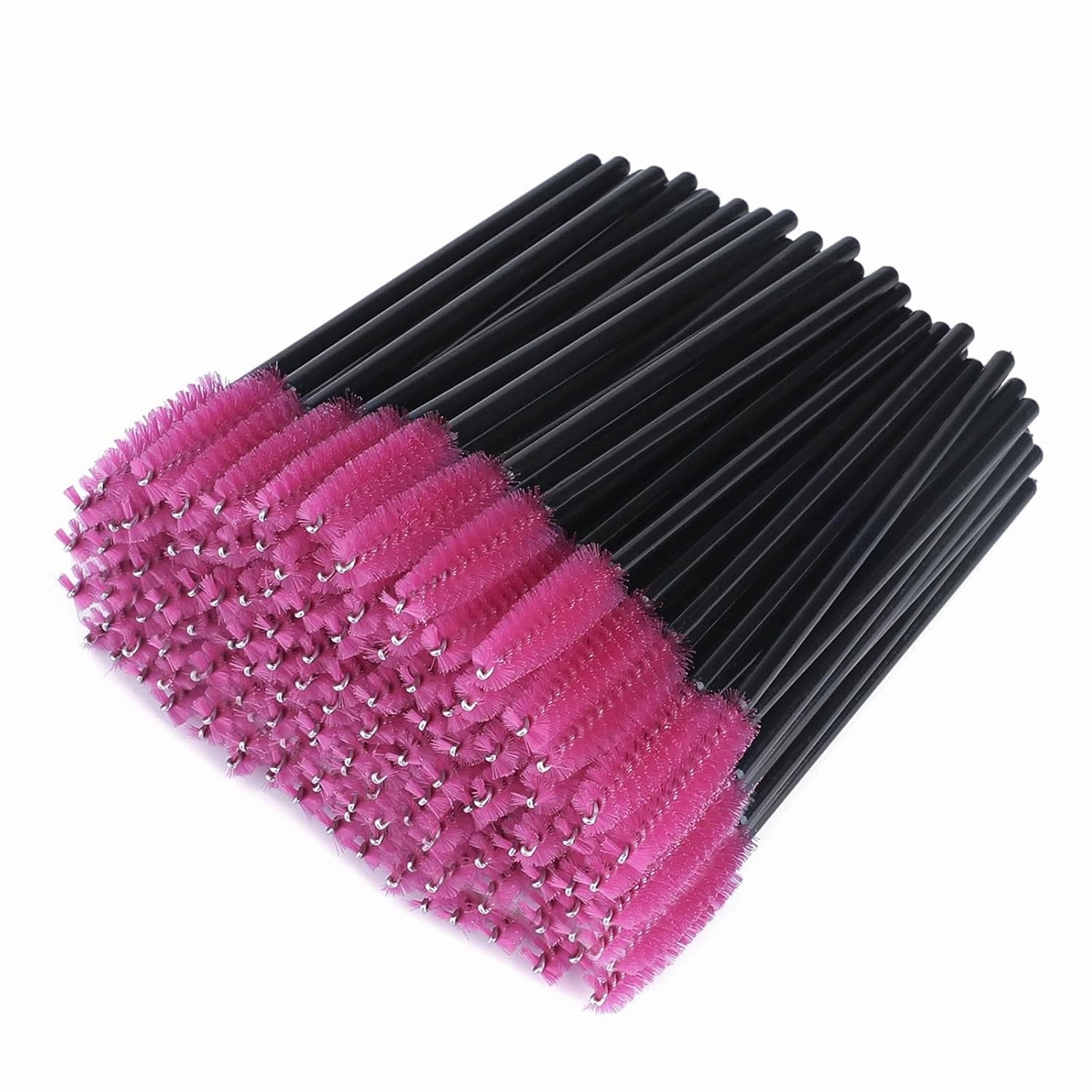100PCS Disposable Eyelash Brushes, Mascara Wands Applicator Makeup Kits, Eyelash Spoolies Brushes for Eyelash Extensions and Eyebrows (Rose)