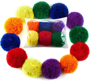 12-Pack 4'' Yarn Sport Balls/Soft Fleece Balls (Rainbow Pack)