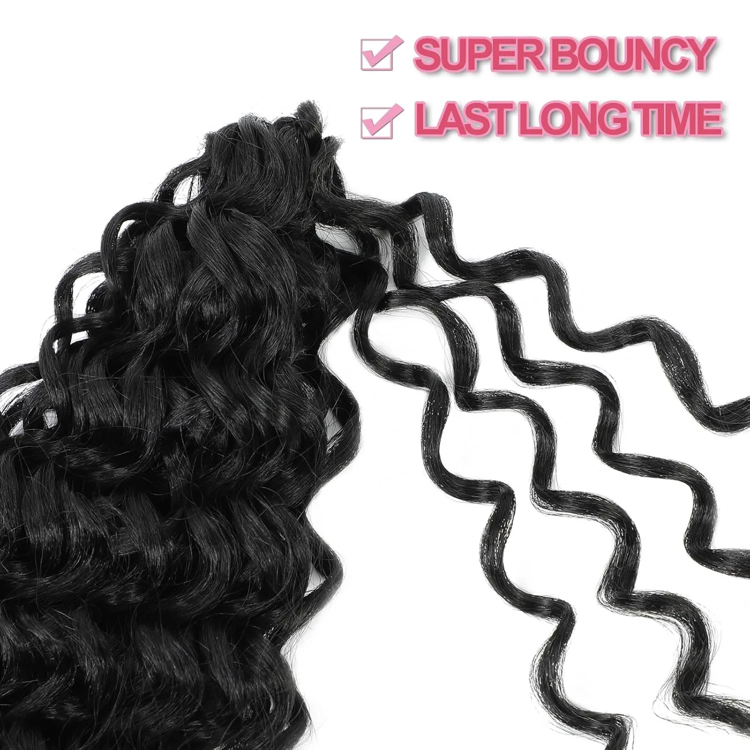 14Inch GoGo Curl Crochet Hair 6Packs Curly Crochet Hair Water Wave Crotchet Hair for Black Women (14 Inch (Pack of 6), 1B#)