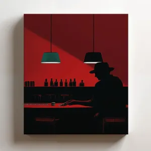 (16 x 20 x 1.25 IN) Gallery Wrapped Canvas Wall Art Print of Minimalism Poster: Player shuffling a deck of cards at a dimly lit bar - 100% Cotton, Ready to Hang, High-Definition Gic - 925UNCAh571508WH