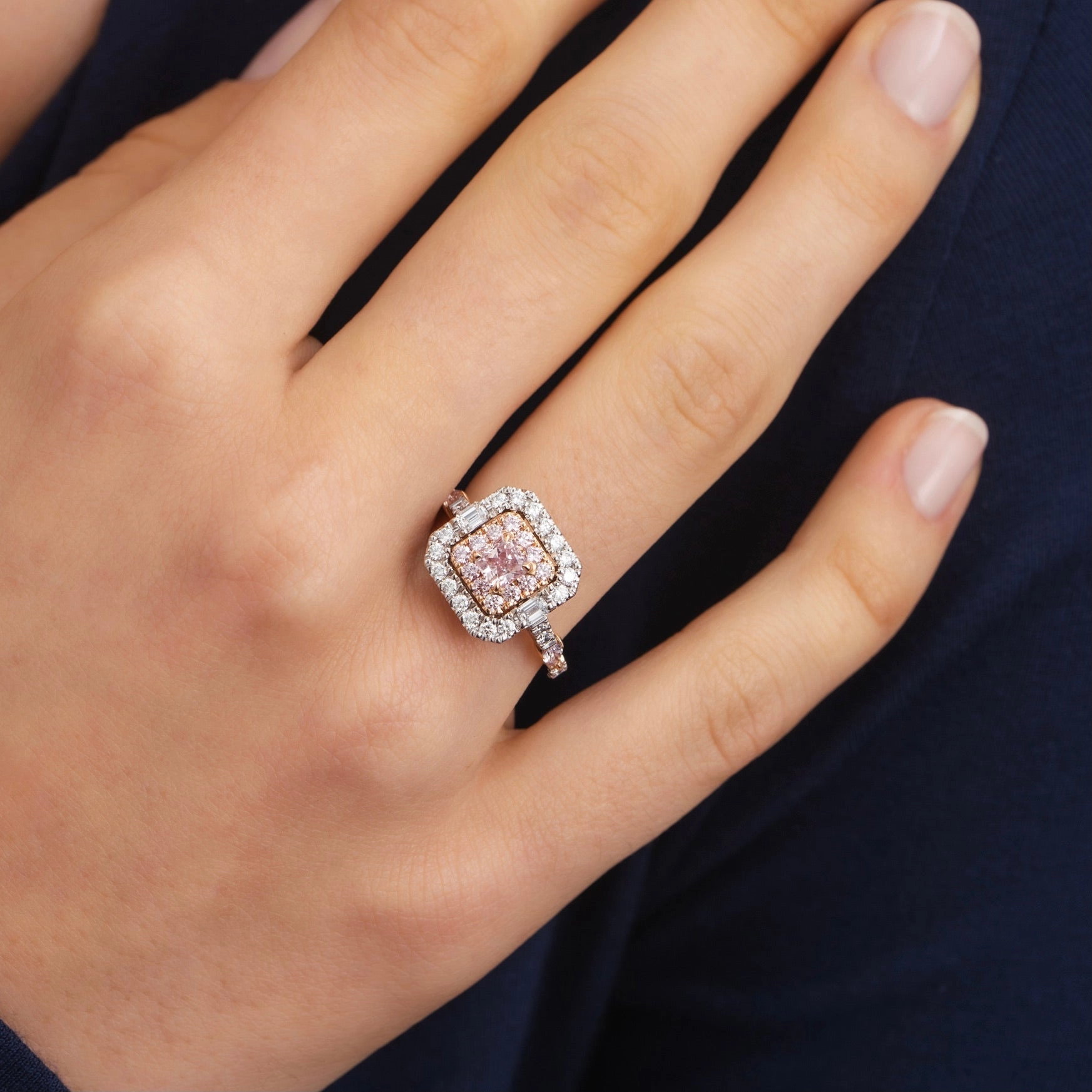 18ct White & Rose Gold, Argyle Pink & White Diamond Cluster Ring