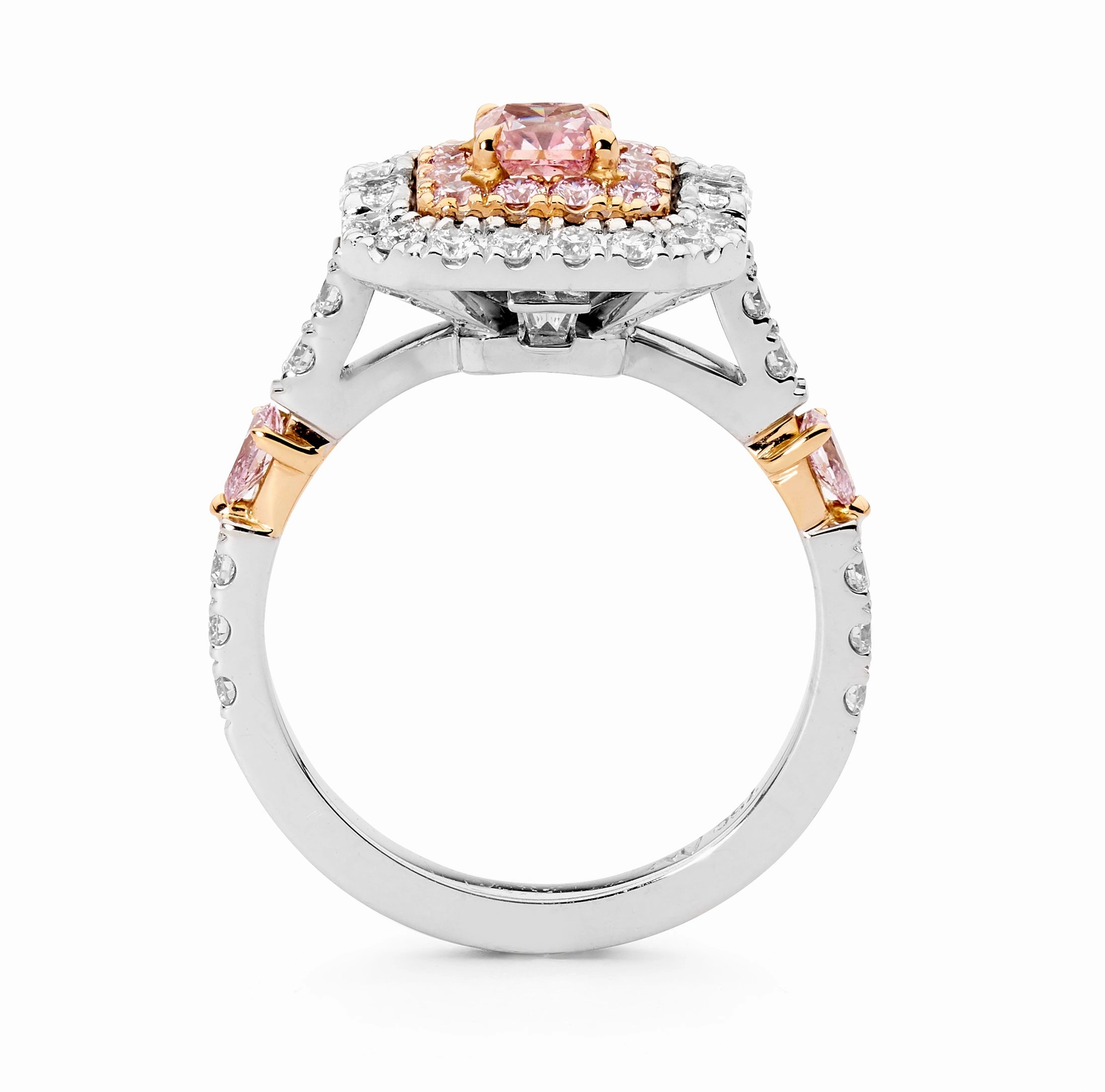 18ct White & Rose Gold, Argyle Pink & White Diamond Cluster Ring