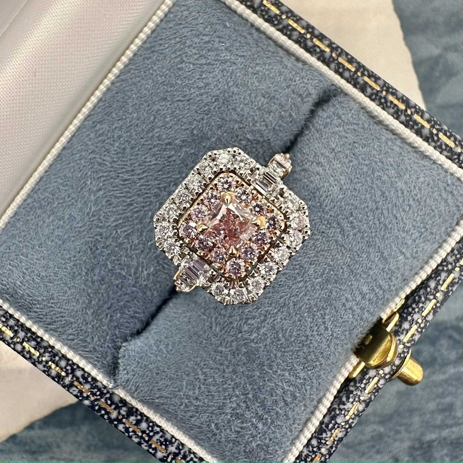 18ct White & Rose Gold, Argyle Pink & White Diamond Cluster Ring