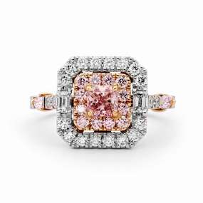 18ct White & Rose Gold, Argyle Pink & White Diamond Cluster Ring