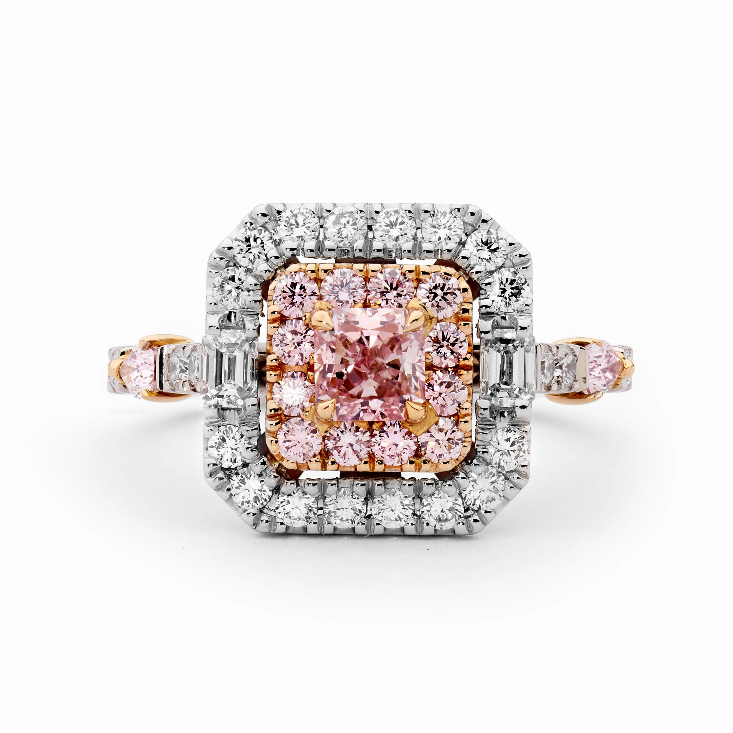 18ct White & Rose Gold, Argyle Pink & White Diamond Cluster Ring
