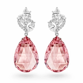 18ct White Gold, Morganite & Diamond Cluster Earrings