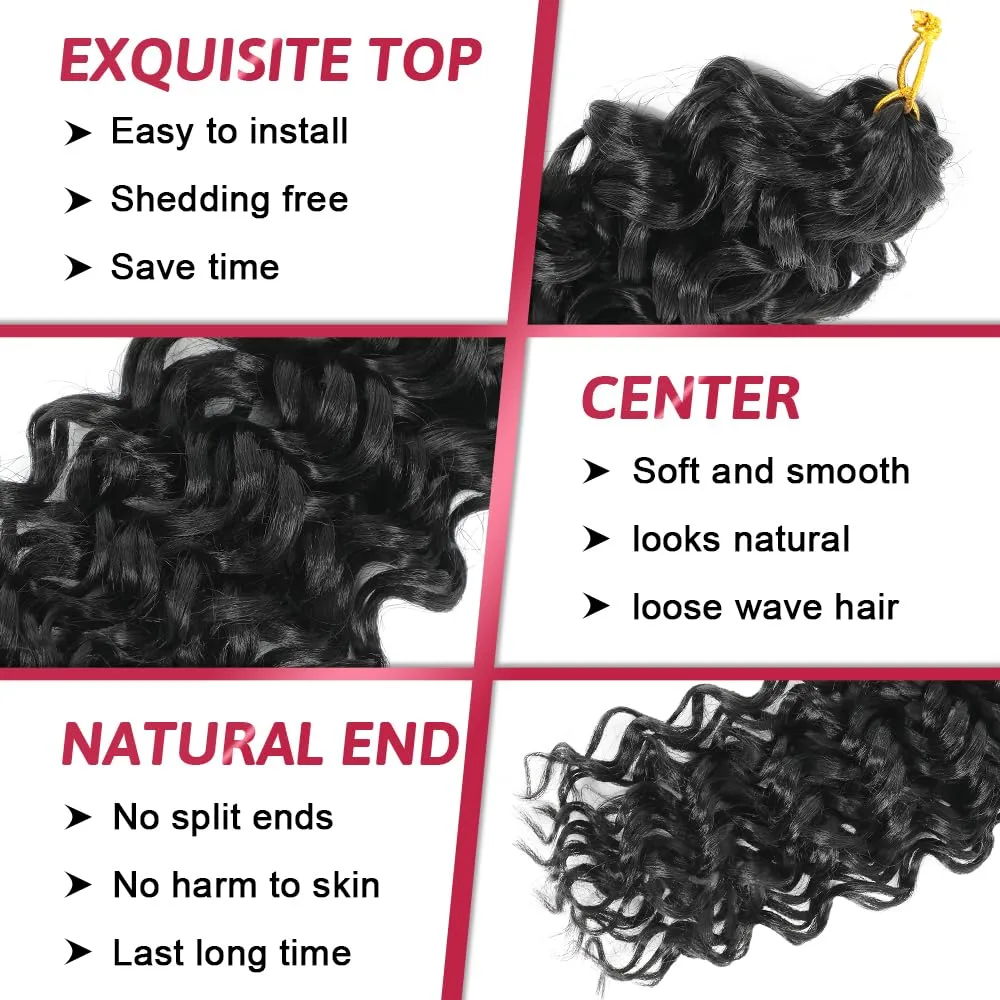 18Inch GoGo Curl Crochet Hair 6Packs Curly Crochet Hair Water Wave Crotchet Braiding Hair (18 Inch (Pack of 6), 4)