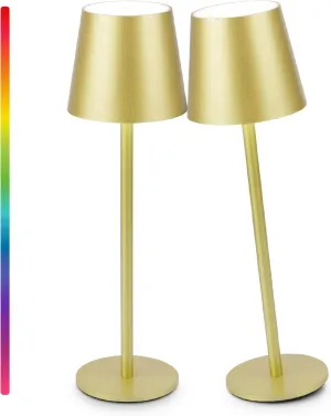 2-Pack RGB Cordless Table Lamp, 5200mAh RGB 8 Modes & Touch Control Rechargeable Battery Desk Lamp, IP54 Waterproof Outdoor Table lamp for Bedroom/Outdoor/Restaurant/Camping/Bars(Champagne)