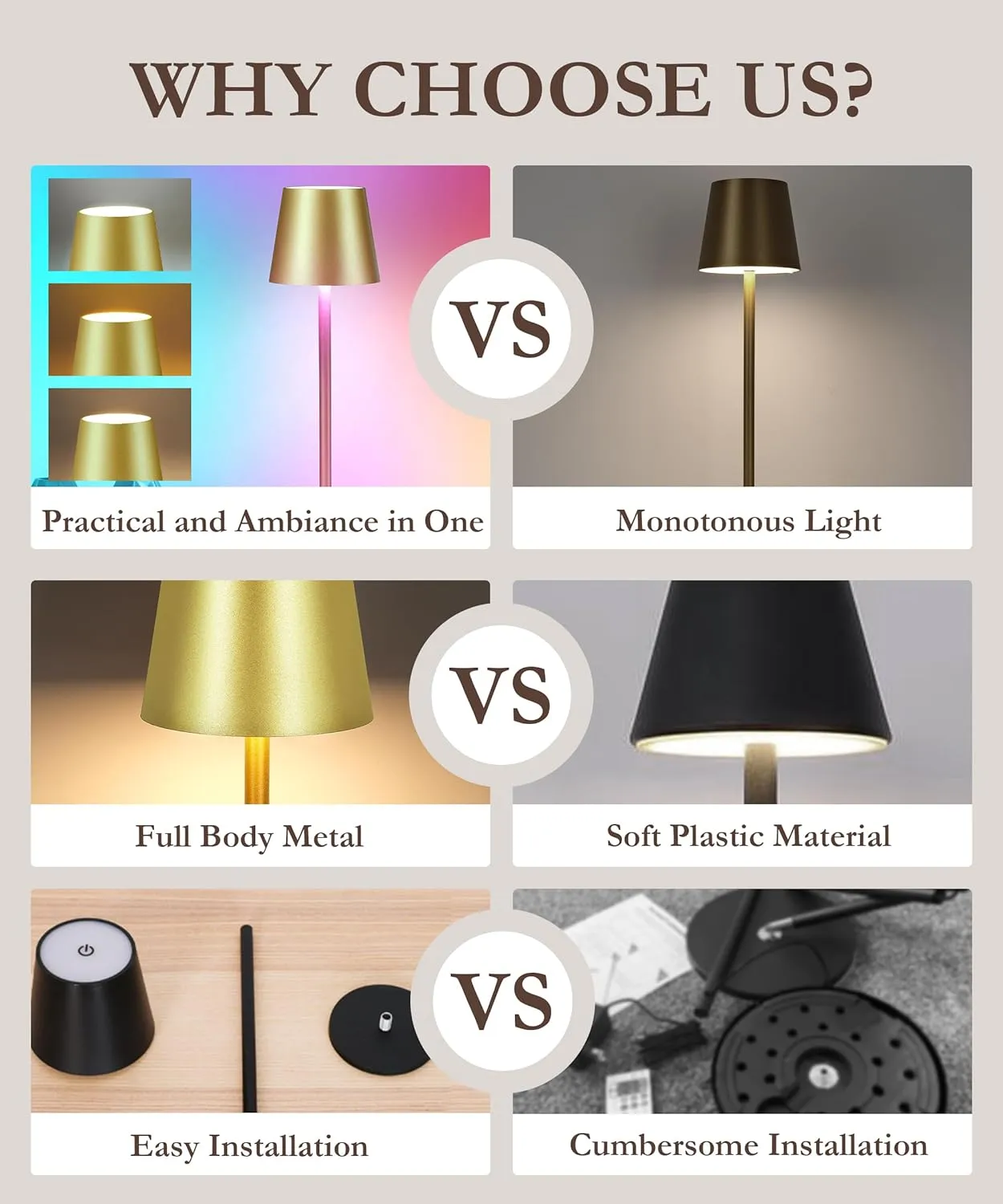 2-Pack RGB Cordless Table Lamp, 5200mAh RGB 8 Modes & Touch Control Rechargeable Battery Desk Lamp, IP54 Waterproof Outdoor Table lamp for Bedroom/Outdoor/Restaurant/Camping/Bars(Champagne)