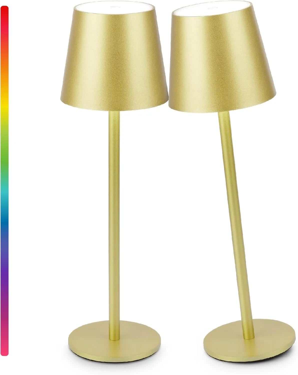2-Pack RGB Cordless Table Lamp, 5200mAh RGB 8 Modes & Touch Control Rechargeable Battery Desk Lamp, IP54 Waterproof Outdoor Table lamp for Bedroom/Outdoor/Restaurant/Camping/Bars(Champagne)