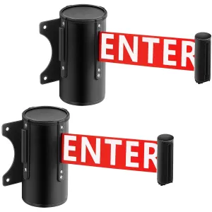 2 Pcs Fixed Wall Mount Safety Belt Barrier 16 Feet Retractable Belt Barrier Safety Retractable Rope with Braking System Locking Button for Crowd Control