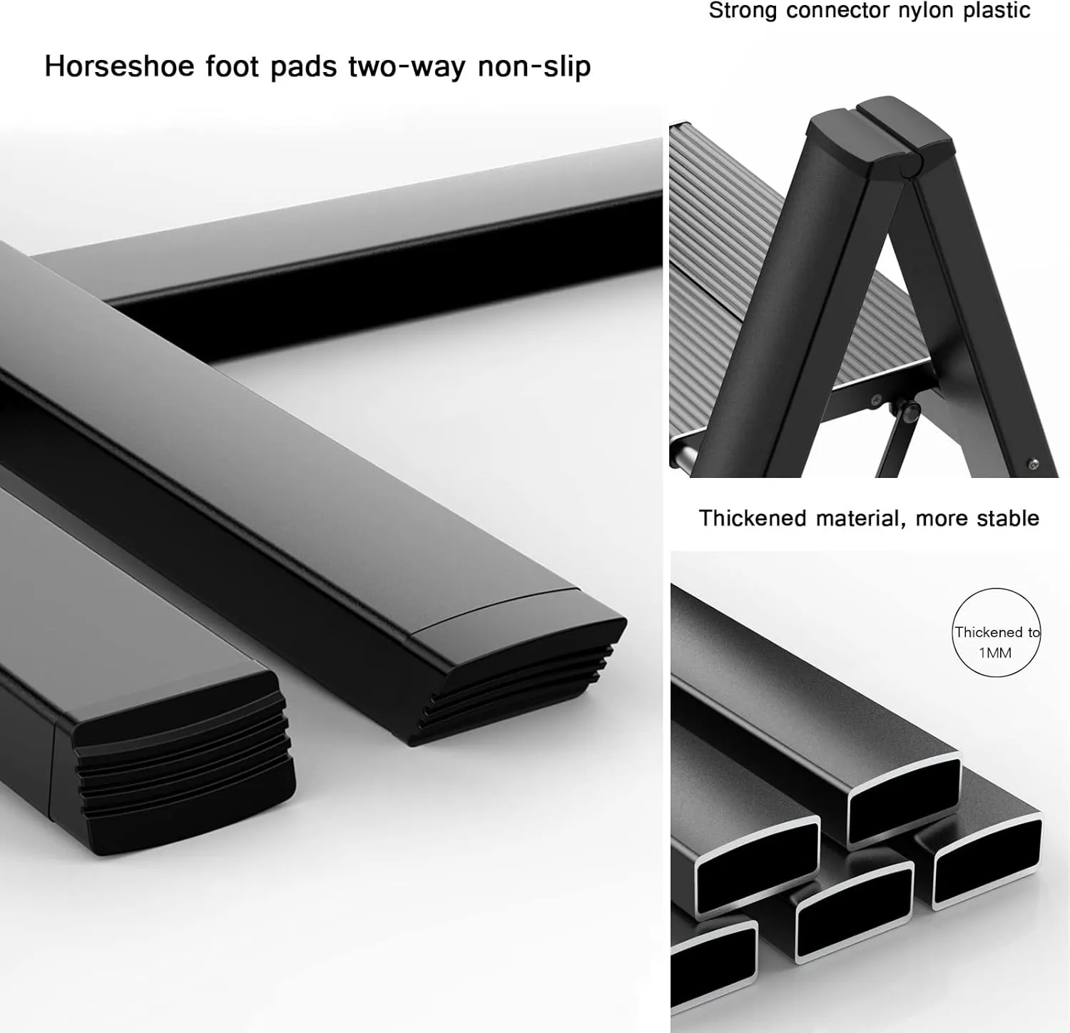 2 Step/3 Step/4 Step Folding Step Stool Free Installation Light Aluminum Alloy Ladder Chair with Anti-Slip Pedals and Foot Pads (Color : White/3-step)