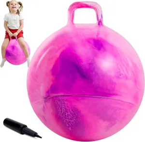 20 Inch Clouds Hopper Ball for Kids Ages 6-12, Purple Pink Bouncy with Handle, Extra-Large Inflatable Jumping Ball with Pump and Gift Box, Indoor Outdoor Balance Toy for Girls and Boys