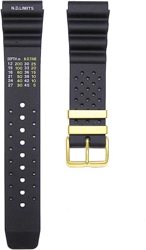 22mm TIMEWHEEL Black Rubber Watch Band fits Citizen Aqaland Promaster 4-089405 Watch