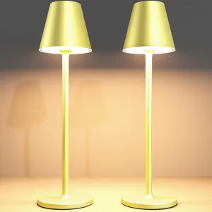 2Pack LED CordlessTable Lamp,4000mAh Rechargeable Battery Desk lamp,3 Level Brightness Night Light, Simple Design, for Couple Dinner/Coffee Table/Restaurant/Bedroom(Champagne Gold 2Pack)