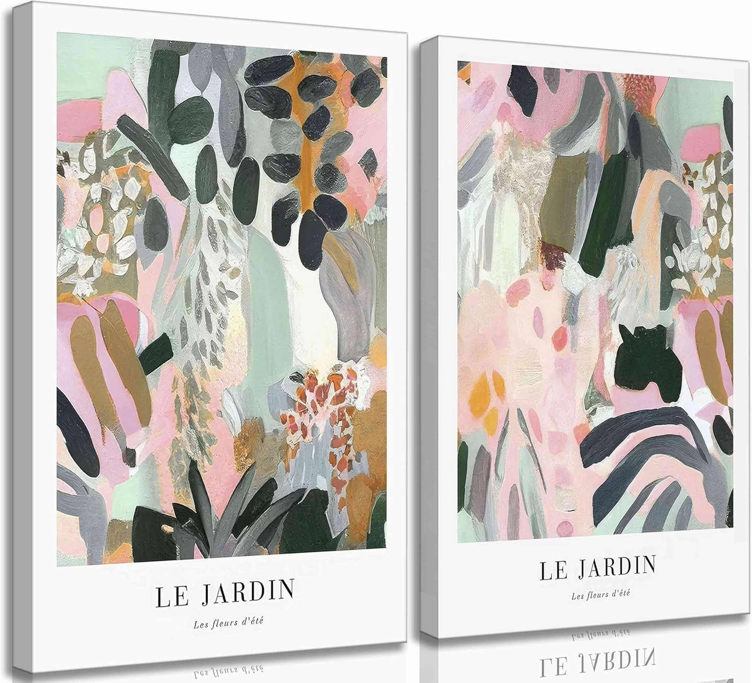 2Pcs Henri Matisse Canvas Wall art Modern Abstract Pink Green Floral Plants Painting Pictures Wall Decor Maximalist Colourful Flower Poster Print Artwork for Living room Bedroom Girls Room