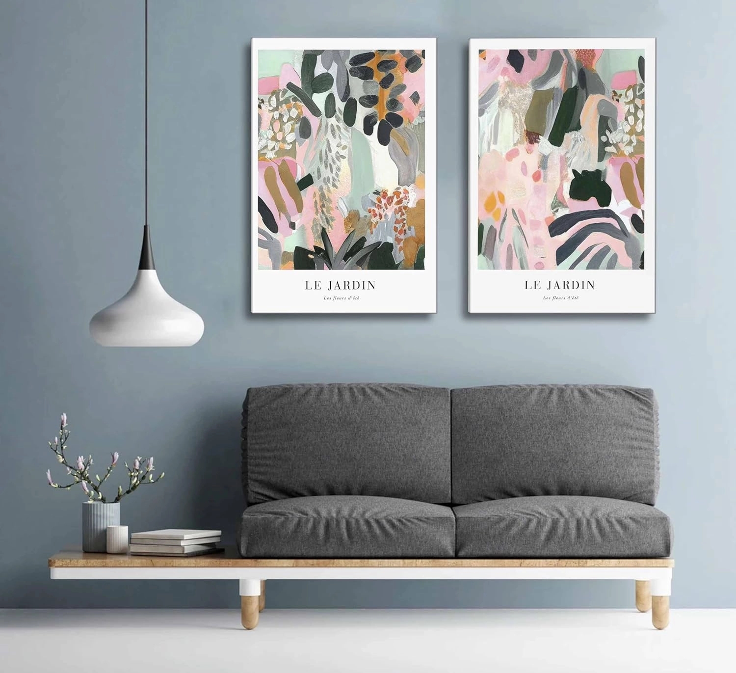 2Pcs Henri Matisse Canvas Wall art Modern Abstract Pink Green Floral Plants Painting Pictures Wall Decor Maximalist Colourful Flower Poster Print Artwork for Living room Bedroom Girls Room