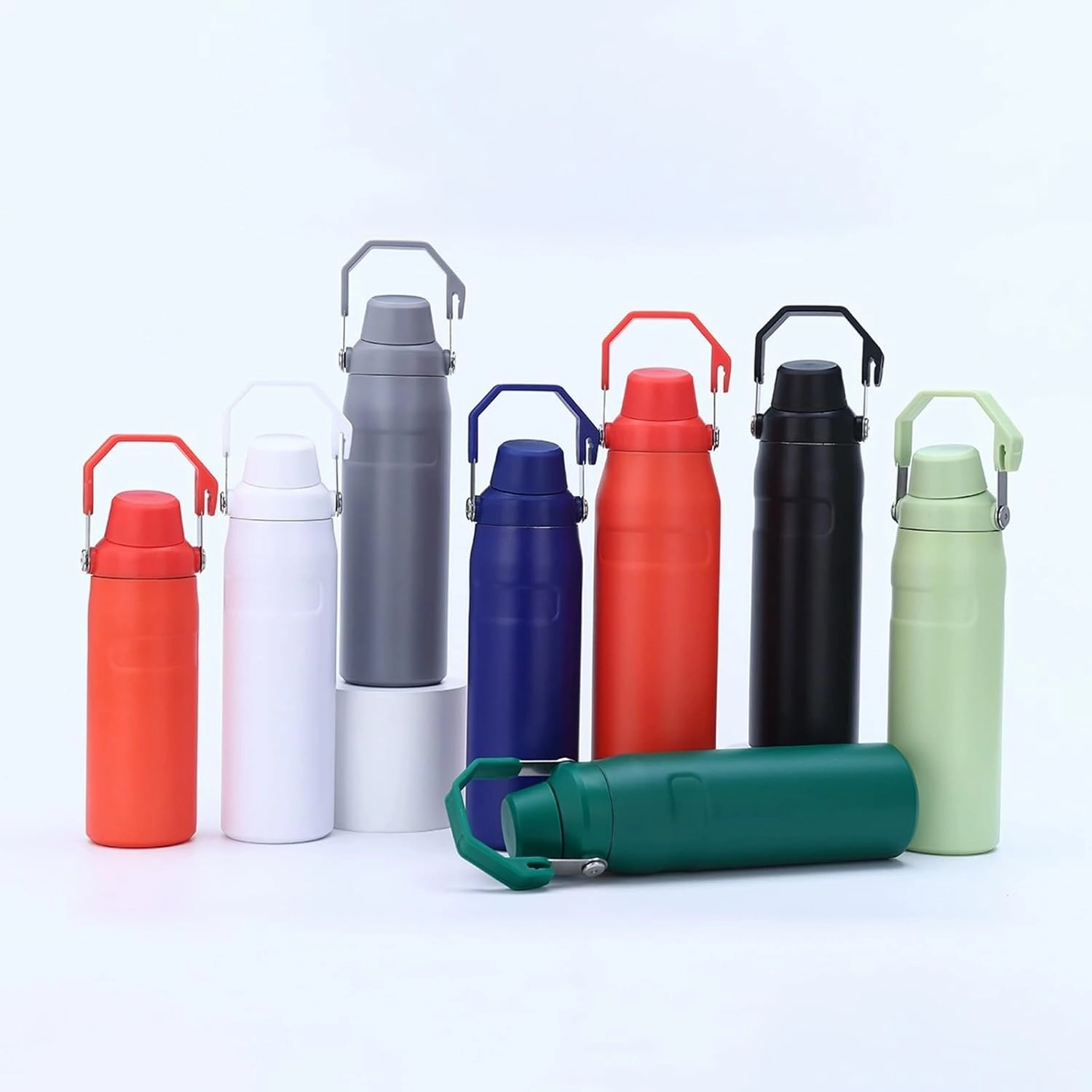 304 Stainless Steel Crooked Mouth Insulation Cup Large Capacity Handle Sports Water Bottle High Value Outdoor Mountaineering Kettle(Light green,1000ml)