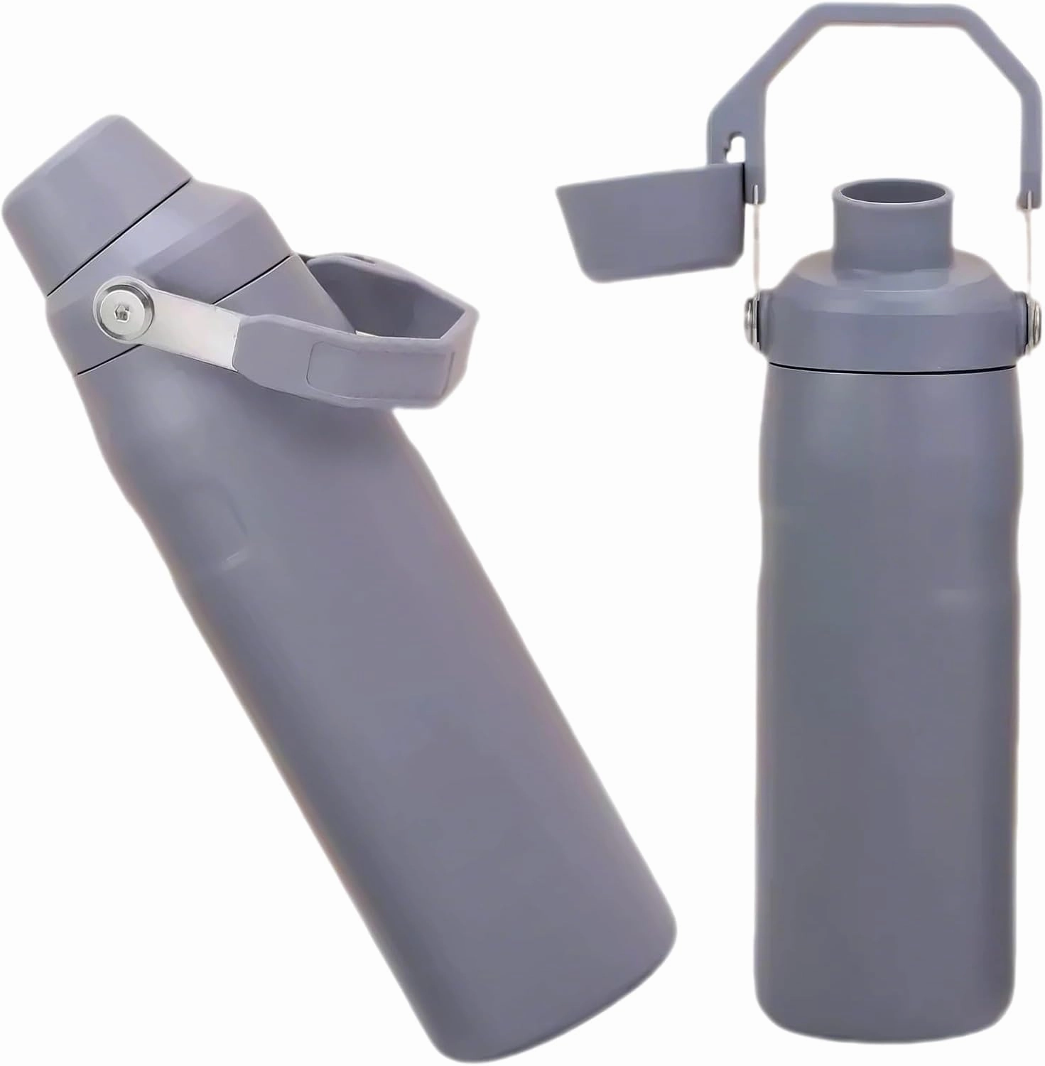 304 Stainless Steel Crooked Mouth Insulation Cup Large Capacity Handle Sports Water Bottle Mountaineering Kettle(Gray,800ml)