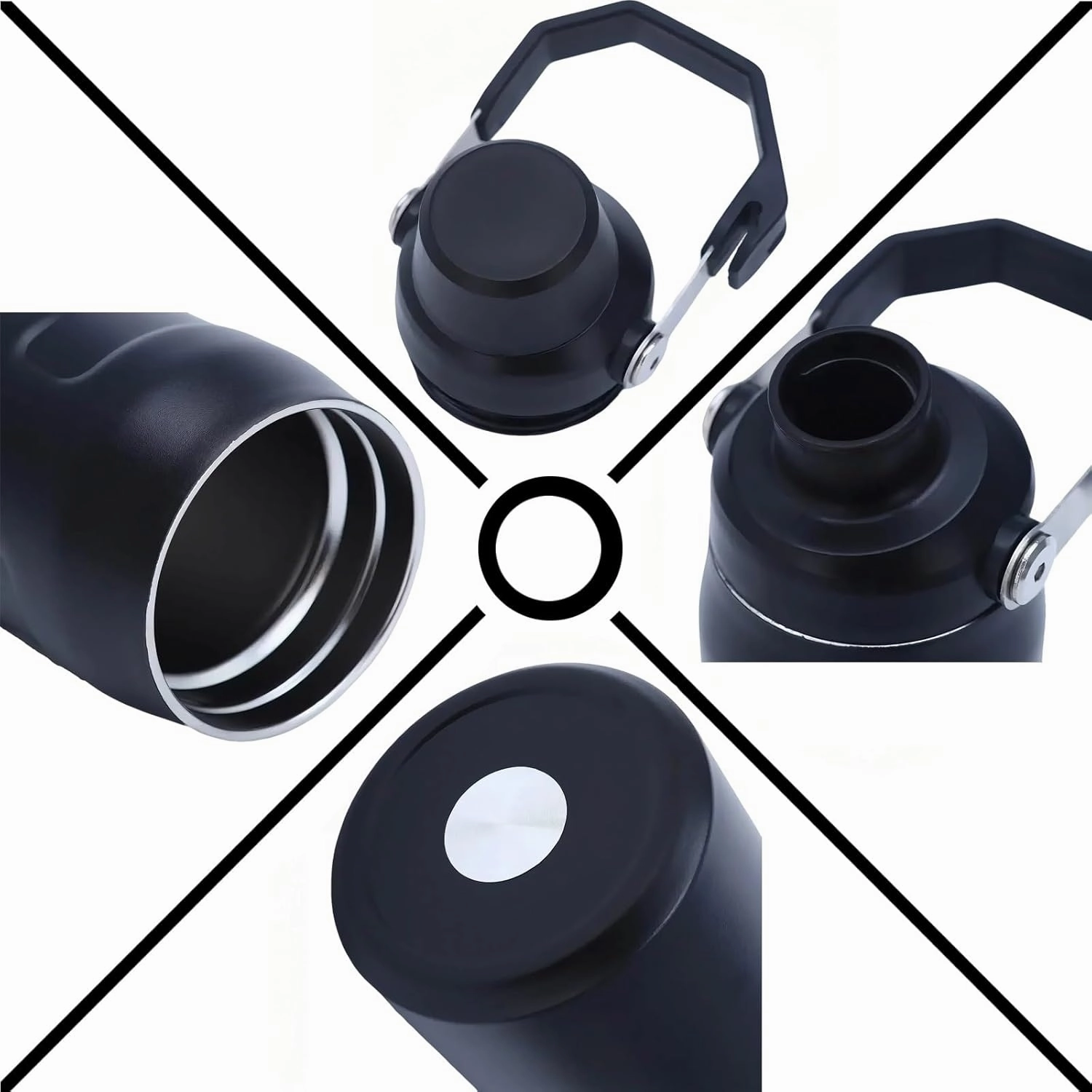 304 Stainless Steel Crooked Mouth Insulation Cup Large Capacity Handle Sports Water Bottle Mountaineering Kettle(Gray,800ml)