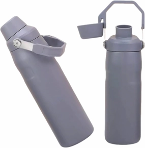 304 Stainless Steel Crooked Mouth Insulation Cup Large Capacity Handle Sports Water Bottle Mountaineering Kettle(Gray,800ml)