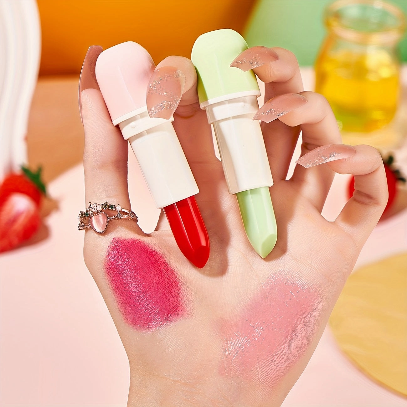 3pcs Lip Balm Gift Box Strawberry/Aloe Vera/Honey Color Changing Lip Balm