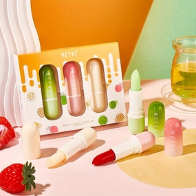 3pcs Lip Balm Gift Box Strawberry/Aloe Vera/Honey Color Changing Lip Balm