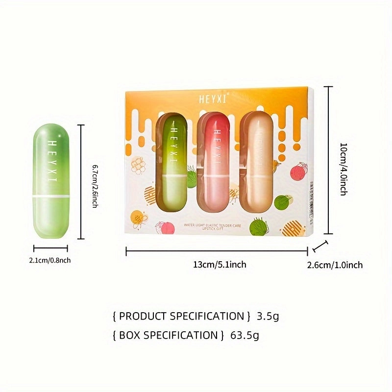 3pcs Lip Balm Gift Box Strawberry/Aloe Vera/Honey Color Changing Lip Balm
