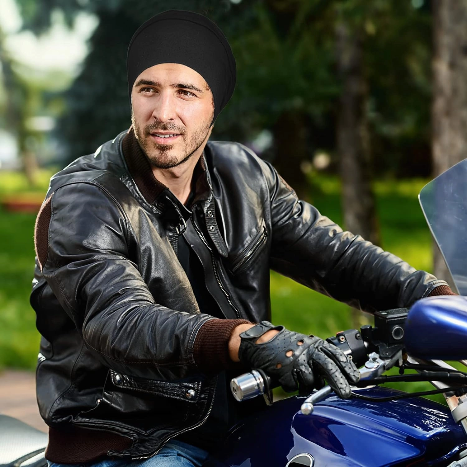 4 Pieces Satin Lined Hair Cover Satin Sleep Bonnet Adjustable-Designed Sleeping Beanie Stay on No Fading Cap for Men