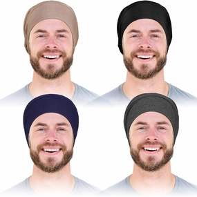 4 Pieces Satin Lined Hair Cover Satin Sleep Bonnet Adjustable-Designed Sleeping Beanie Stay on No Fading Cap for Men