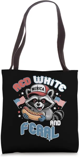 4th Of July Raccoon Red White And Feral Men Women Tote Bag