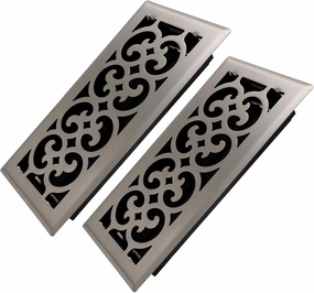 4x10 Inches 2 Pack Heavy Duty Walkable Floor Register Easy Adjust Air Supply Lever Floor Vents - Charlotte Design - Vent Cover for Home Floor - Satin Nickel
