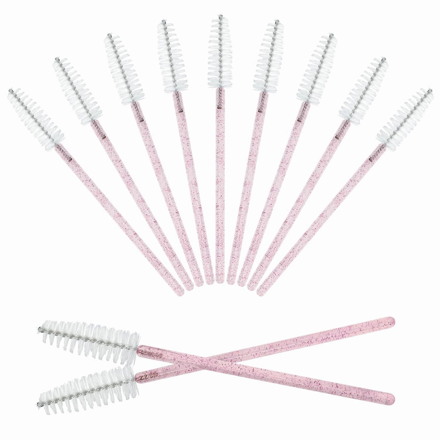 50PCS Mascara Wands,Crystal Pink Mascara Brushes, Disposable Eyelash Eyebrow Spoolies, Lash Brush for Makeup Eyelash Extensions, Eyebrow Spoolie for Lash Extension(Pink)