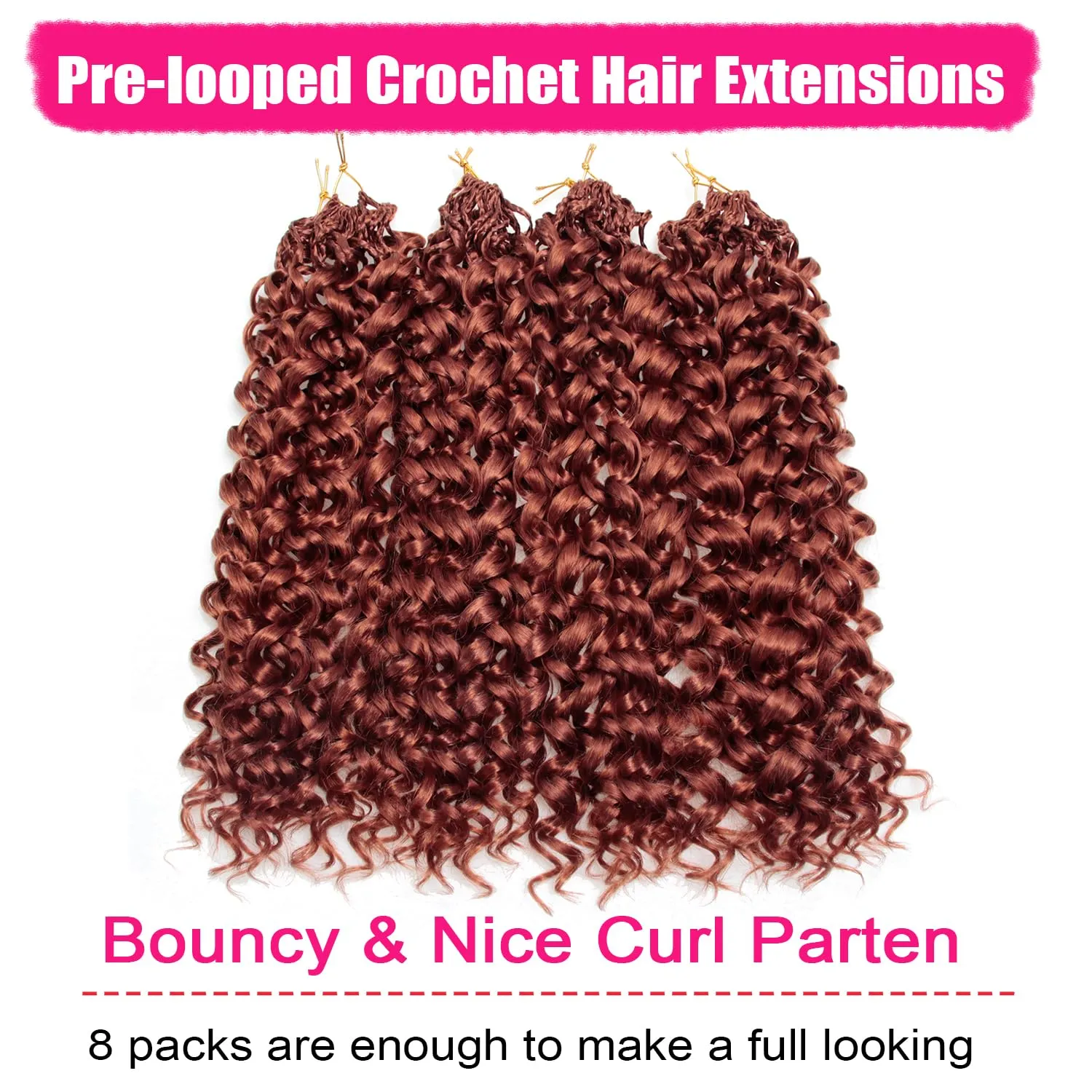 8 Packs Curly Crochet Hair for Women GoGo Curl Crochet Hair Deep Wave Braiding Hair,Synthetic Bohemian Crochet Braid Water Wave Crochet Hair Extensions
