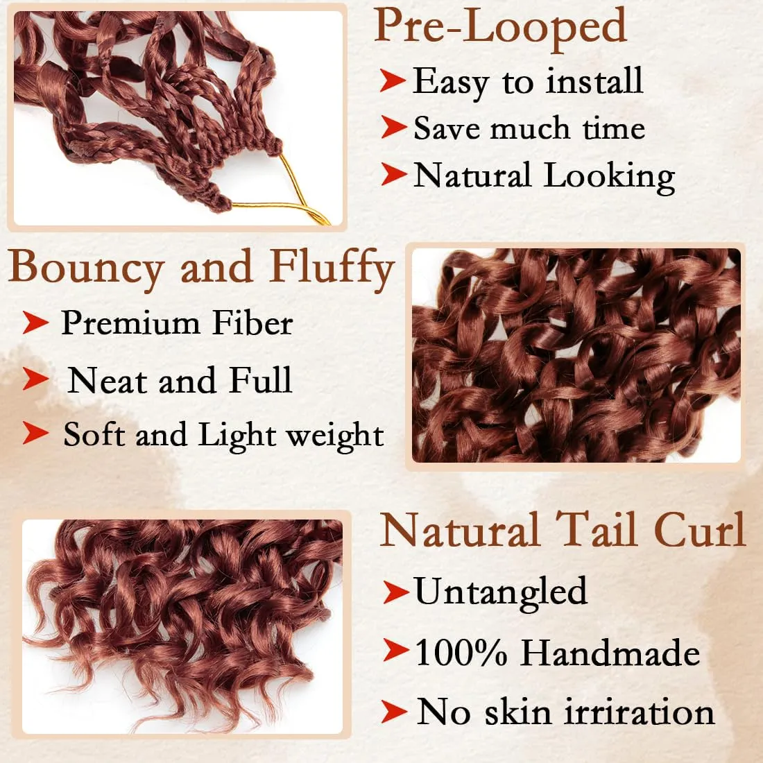 8 Packs Curly Crochet Hair for Women GoGo Curl Crochet Hair Deep Wave Braiding Hair,Synthetic Bohemian Crochet Braid Water Wave Crochet Hair Extensions