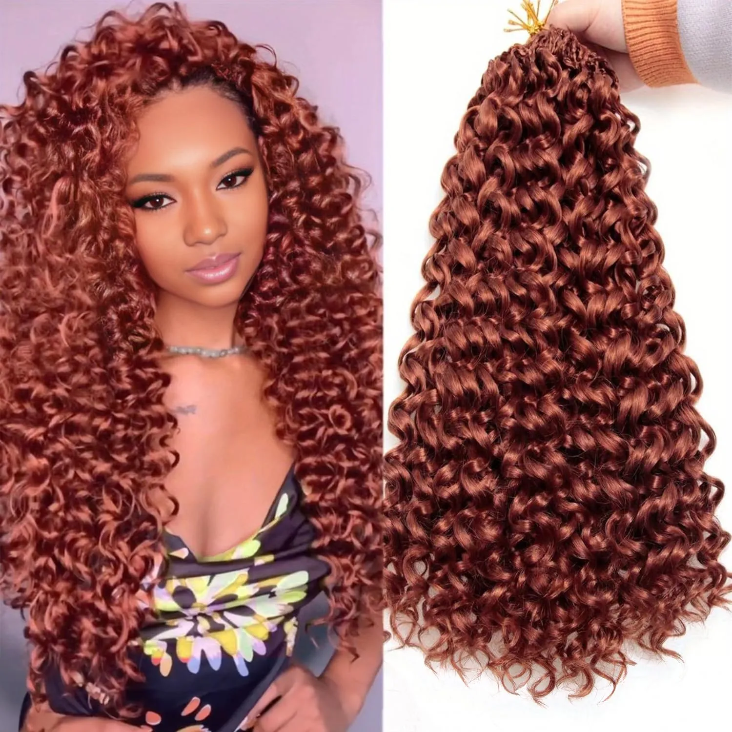 8 Packs Curly Crochet Hair for Women GoGo Curl Crochet Hair Deep Wave Braiding Hair,Synthetic Bohemian Crochet Braid Water Wave Crochet Hair Extensions